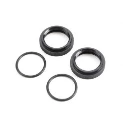 Team Losi Racing Shock Adjuster Nut with O-ring, Aluminum Black (2): 5B, 5T, MINI WRC for Parts
