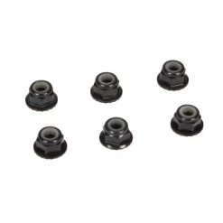 Team Losi Racing 4mm Aluminum Serrated Lock Nuts, Black (6) for Parts