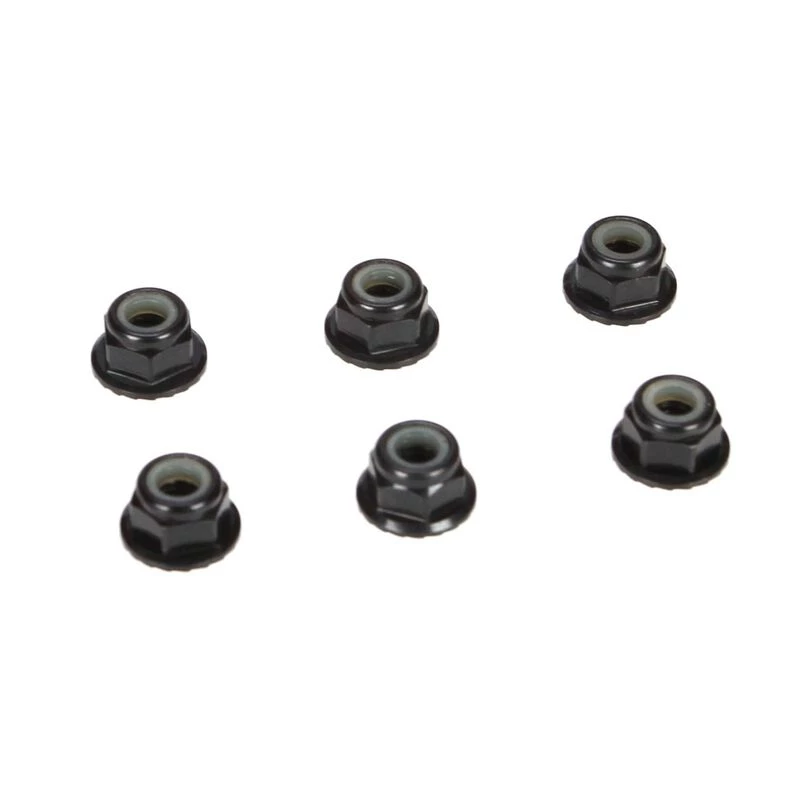 Team Losi Racing 4mm Aluminum Serrated Lock Nuts, Black (6) for Parts 3 Team Losi Racing 4mm Aluminum Serrated Lock Nuts, Black (6) for Parts