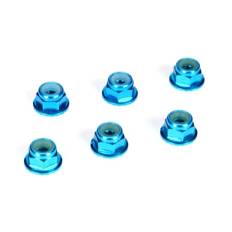 Team Losi Racing 4mm Aluminum Serrated Lock Nuts, Blue (6) for Parts 3 Team Losi Racing 4mm Aluminum Serrated Lock Nuts, Blue (6) for Parts
