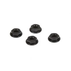 Team Losi Racing M4 Aluminum Serrated Nuts, Low Profile, Black (4) for Parts