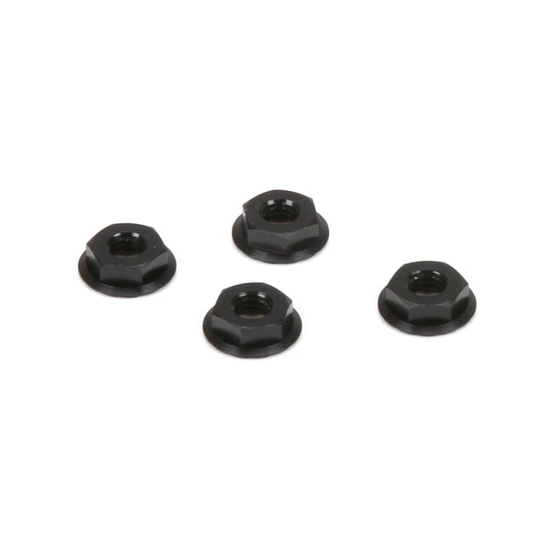 Team Losi Racing M4 Aluminum Serrated Nuts, Low Profile, Black (4) for Parts 3 Team Losi Racing M4 Aluminum Serrated Nuts, Low Profile, Black (4) for Parts